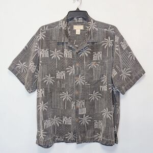 Boca Classics 100% Silk Hawaiian Shirt Palm Tree Island Print XL